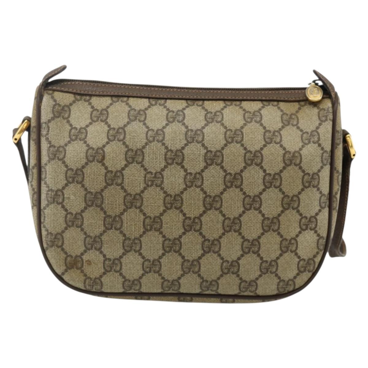 GUCCI GG Supreme Web Sherry Line Bag PVC Beige Gold 89 02 032 Auth 177923