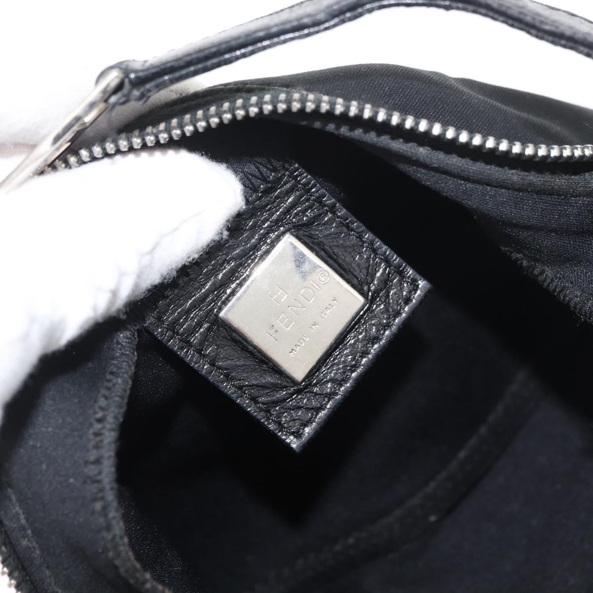 FENDI Hand Pouch Black Silver Auth 177926