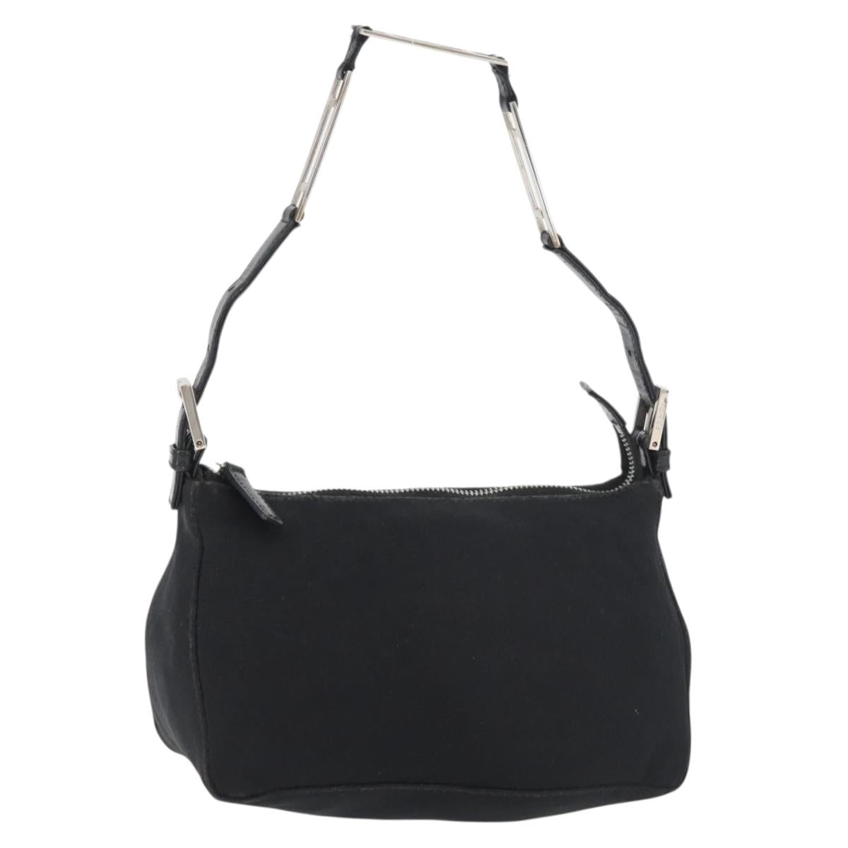 FENDI Hand Pouch Black Silver Auth 177926