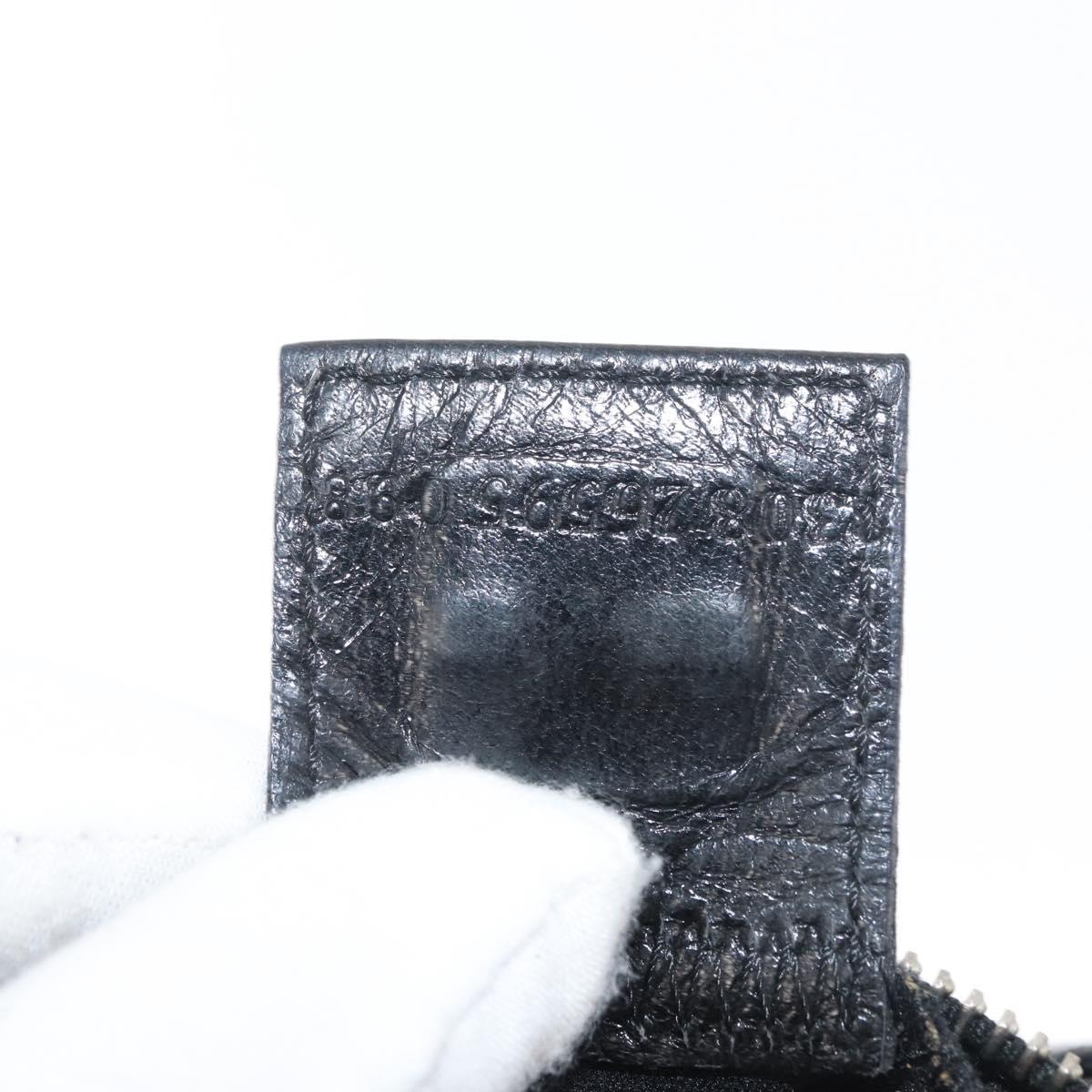 FENDI Hand Pouch Black Silver Auth 177926
