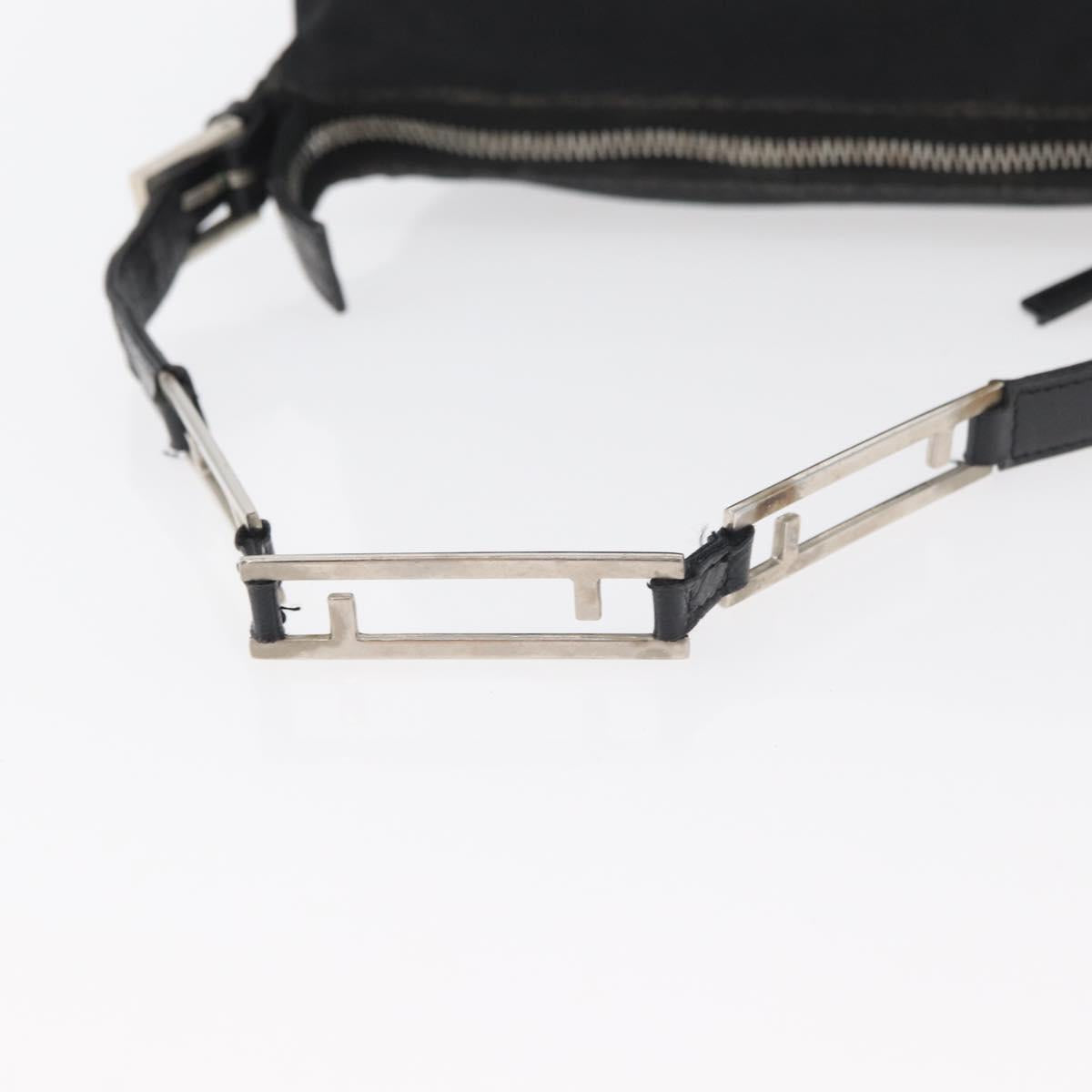 FENDI Hand Pouch Black Silver Auth 177926