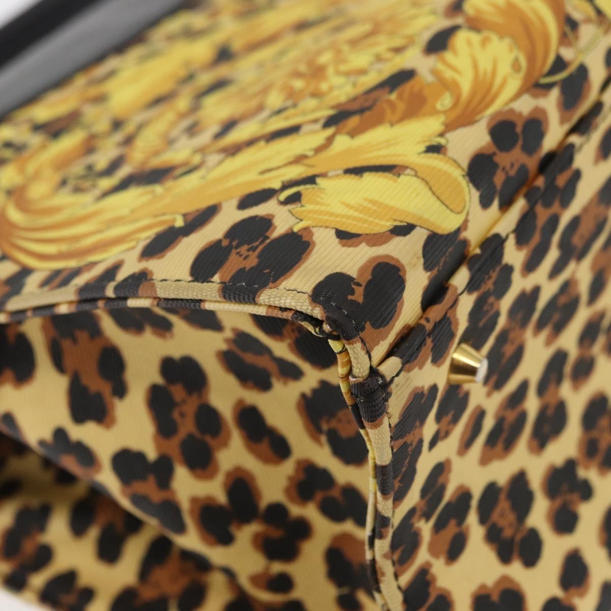 VERSACE Hand Bag PVC Leather Yellow Gold Auth 177929