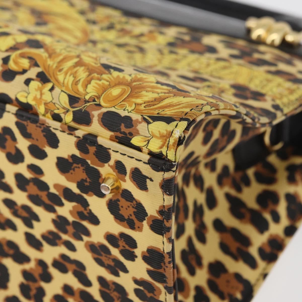 VERSACE Hand Bag PVC Leather Yellow Gold Auth 177929