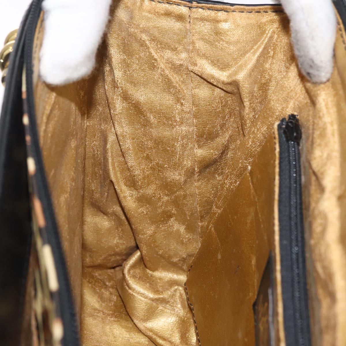 VERSACE Hand Bag PVC Leather Yellow Gold Auth 177929