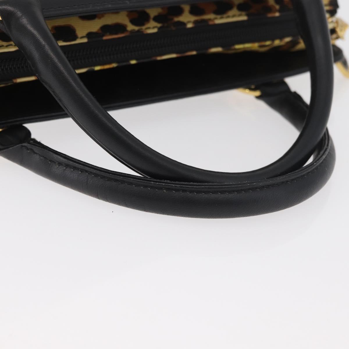 VERSACE Hand Bag PVC Leather Yellow Gold Auth 177929