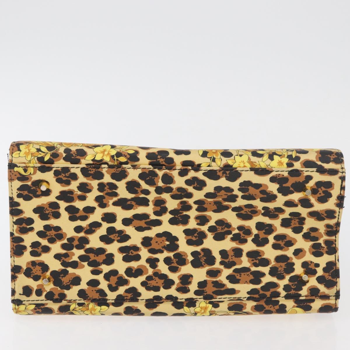 VERSACE Hand Bag PVC Leather Yellow Gold Auth 177929