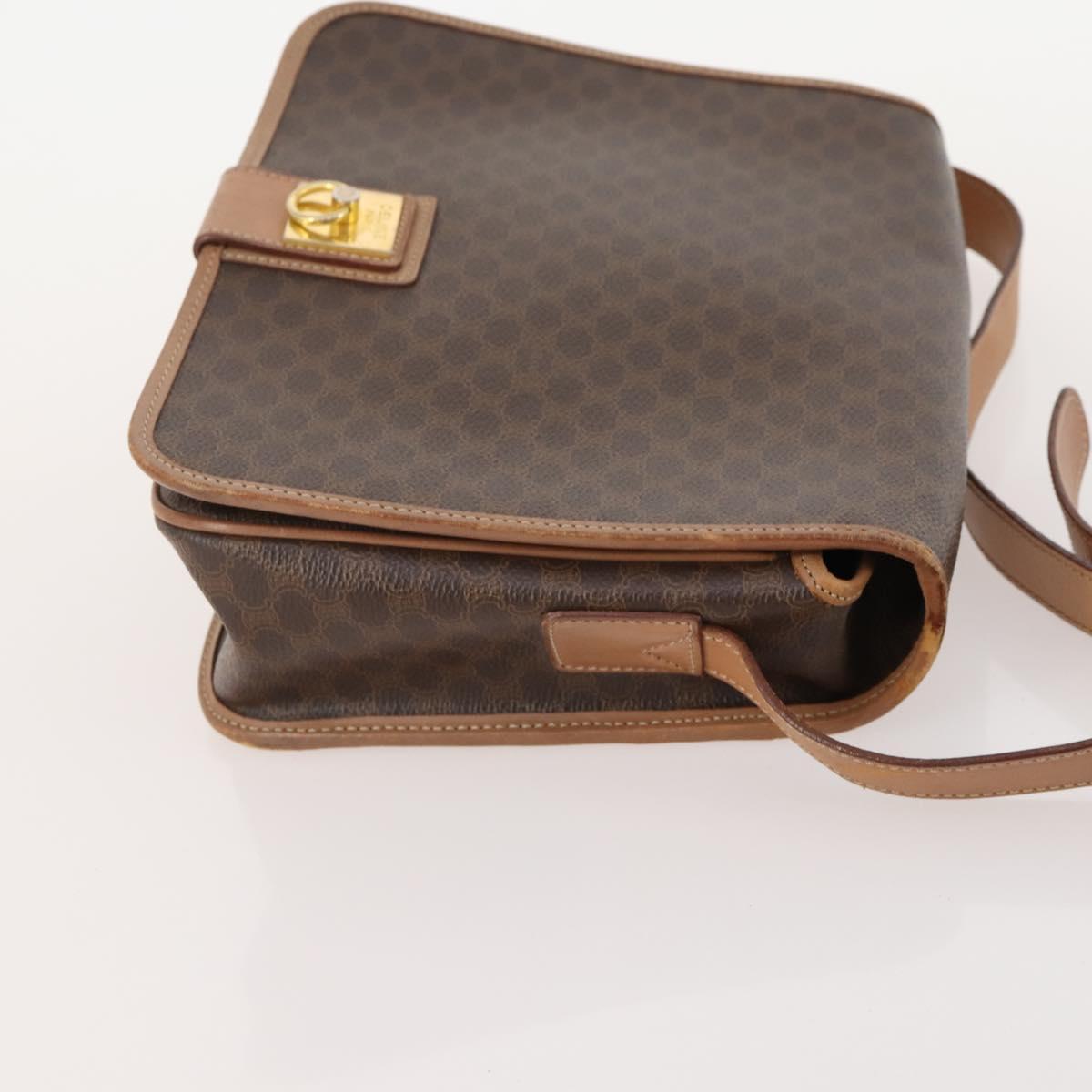 CELINE Macadam Canvas Shoulder Bag PVC Leather 3 Set Brown Auth 177933