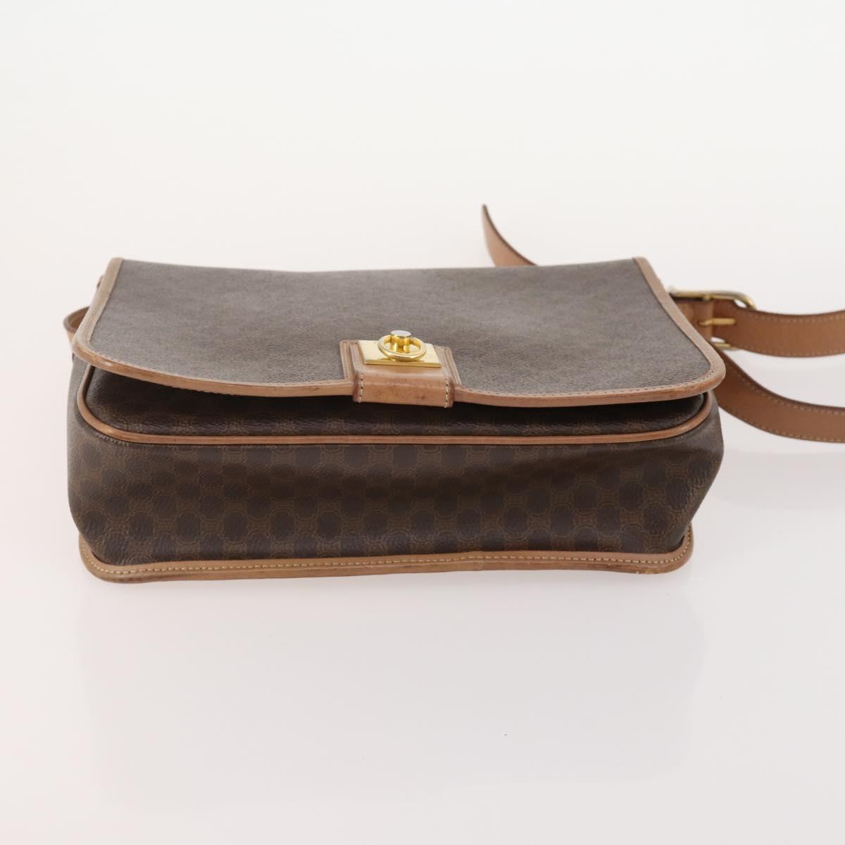 CELINE Macadam Canvas Shoulder Bag PVC Leather 3 Set Brown Auth 177933