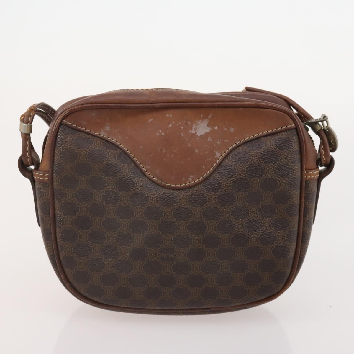 CELINE Macadam Canvas Shoulder Bag PVC Leather 3 Set Brown Auth 177933