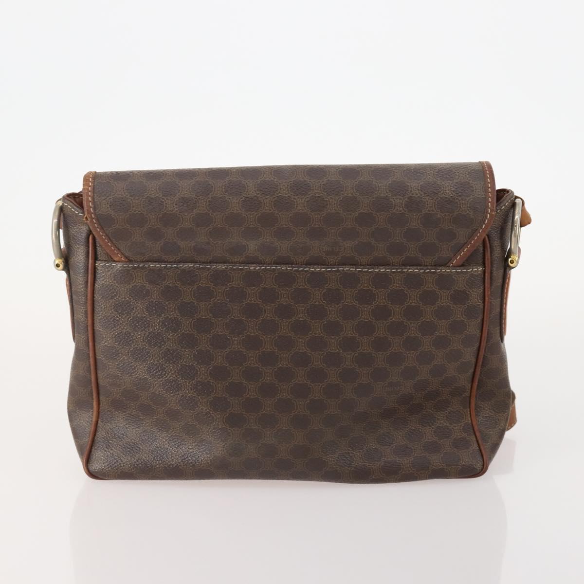 CELINE Macadam Canvas Shoulder Bag PVC Leather 3 Set Brown Auth 177933