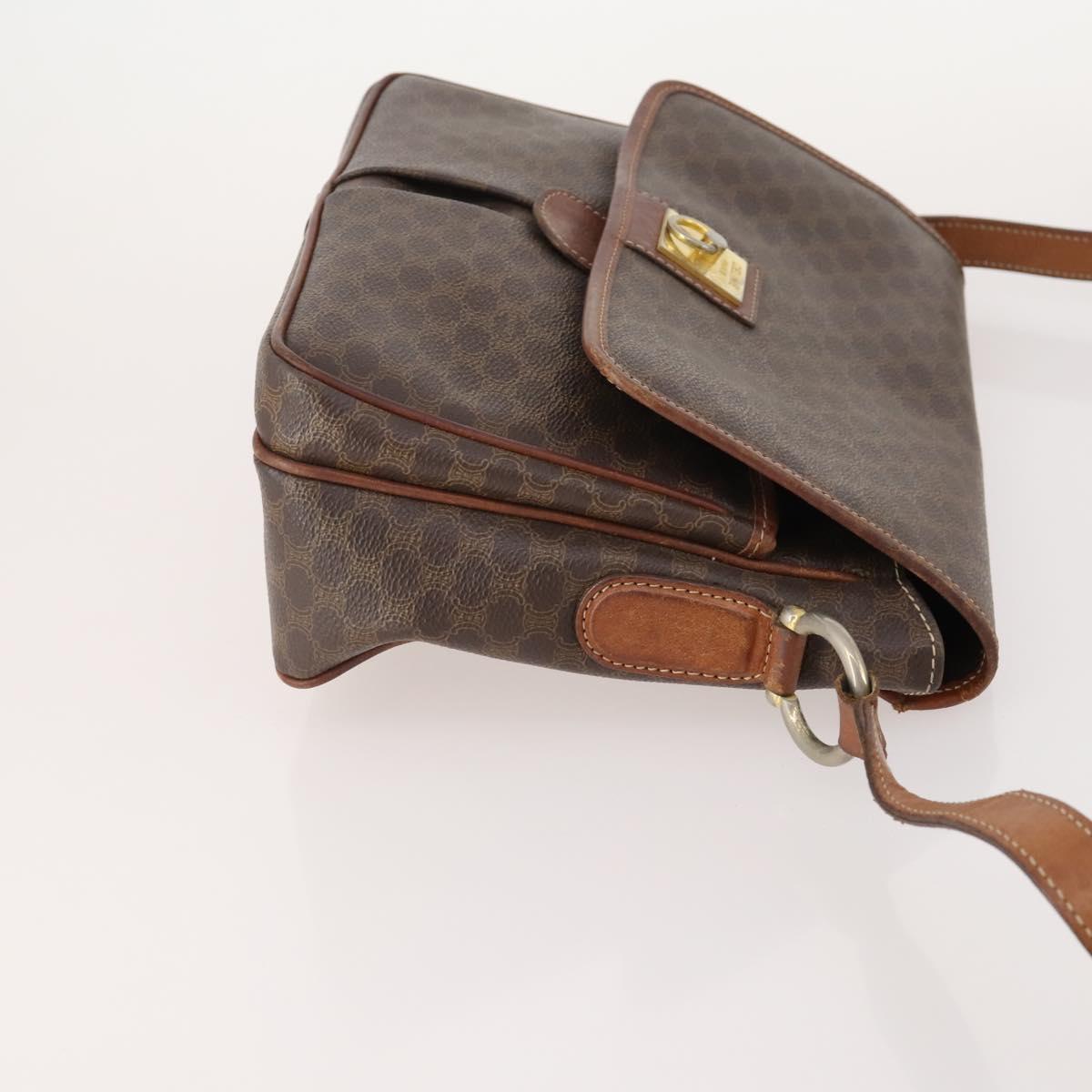CELINE Macadam Canvas Shoulder Bag PVC Leather 3 Set Brown Auth 177933