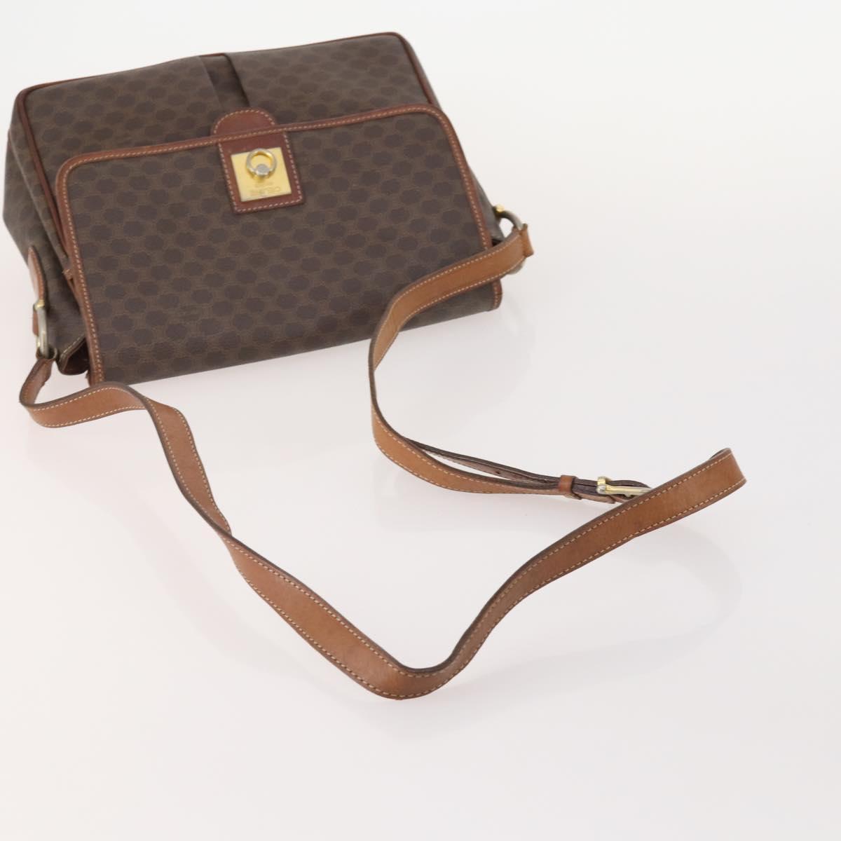 CELINE Macadam Canvas Shoulder Bag PVC Leather 3 Set Brown Auth 177933