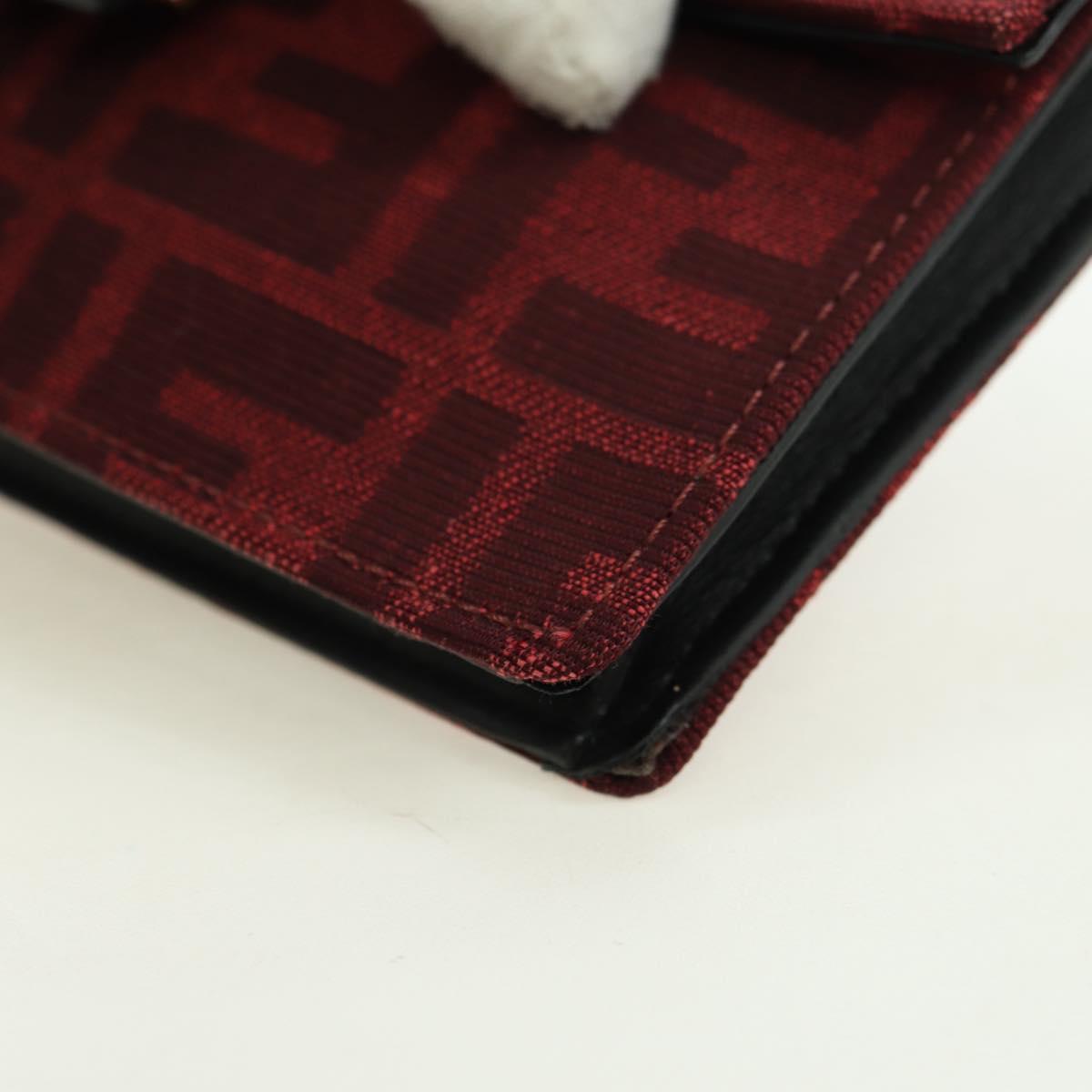 FENDI Zucca Canvas Baguette Slim Shoulder Bag Red Gold Auth 177965A