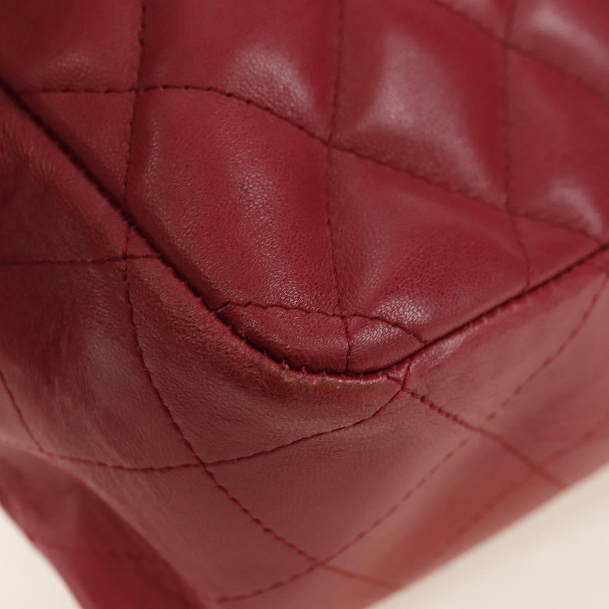 CHANEL Matelasse 30 Chain Shoulder Bag Lamb Skin Red Gold CC Auth 177966V