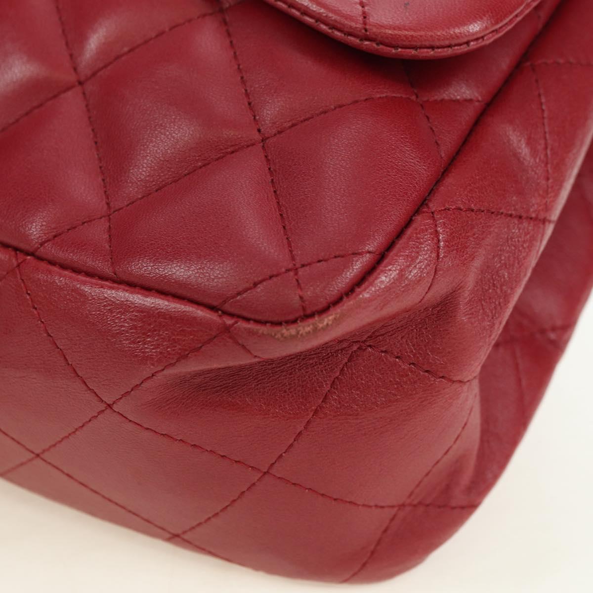 CHANEL Matelasse 30 Chain Shoulder Bag Lamb Skin Red Gold CC Auth 177966V