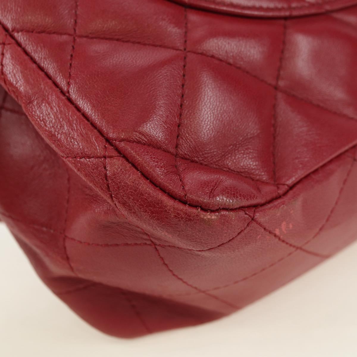 CHANEL Matelasse 30 Chain Shoulder Bag Lamb Skin Red Gold CC Auth 177966V
