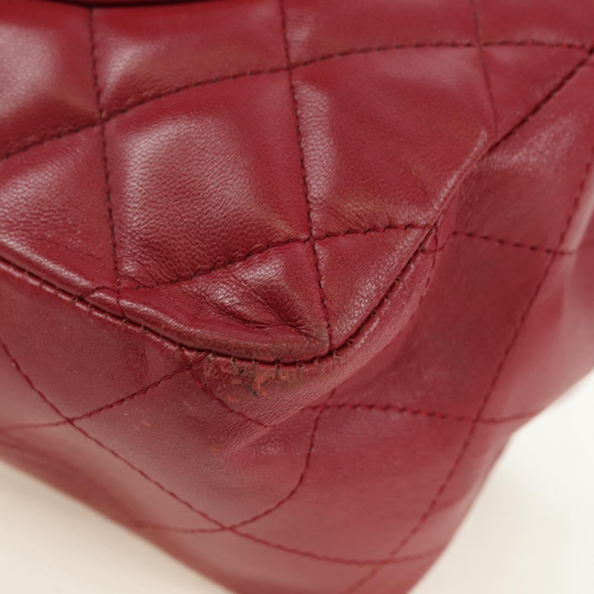 CHANEL Matelasse 30 Chain Shoulder Bag Lamb Skin Red Gold CC Auth 177966V