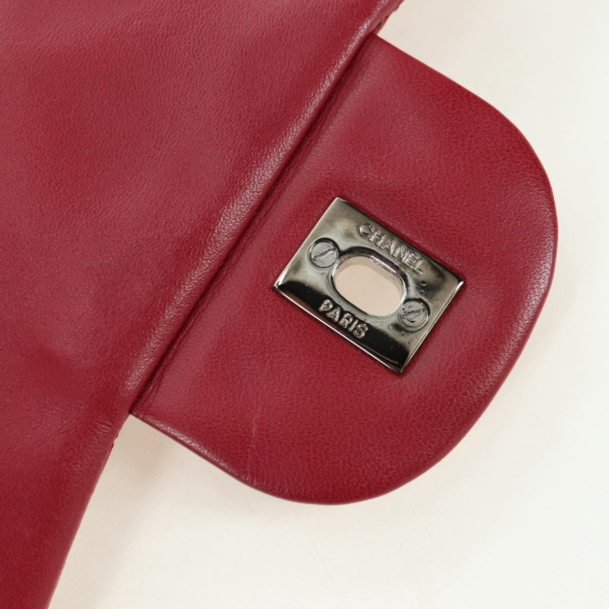 CHANEL Matelasse 30 Chain Shoulder Bag Lamb Skin Red Gold CC Auth 177966V