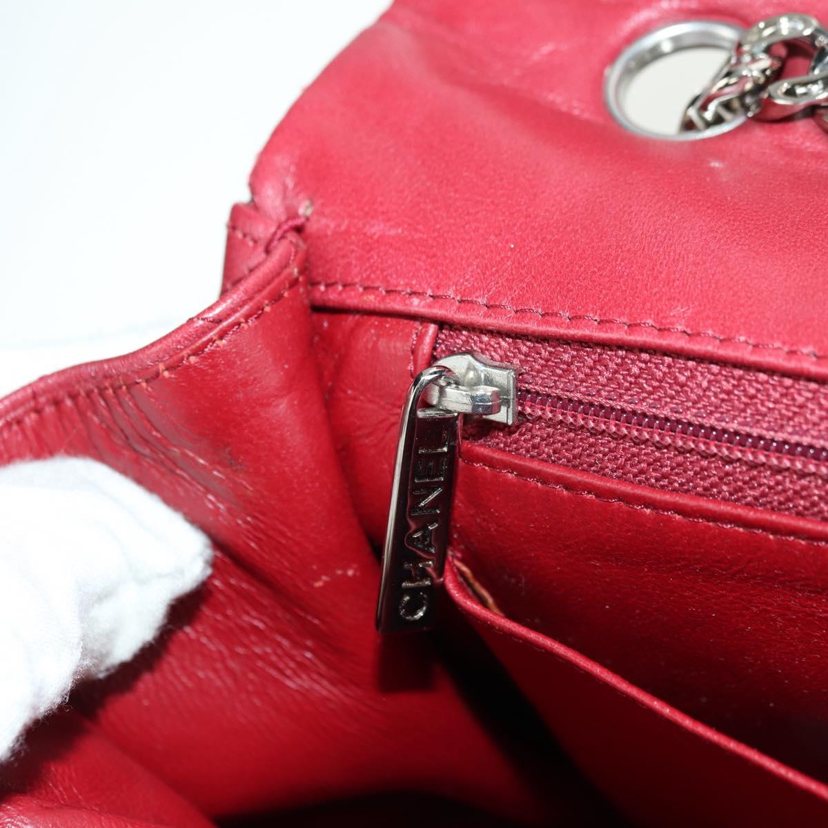 CHANEL Matelasse 30 Chain Shoulder Bag Lamb Skin Red Gold CC Auth 177966V