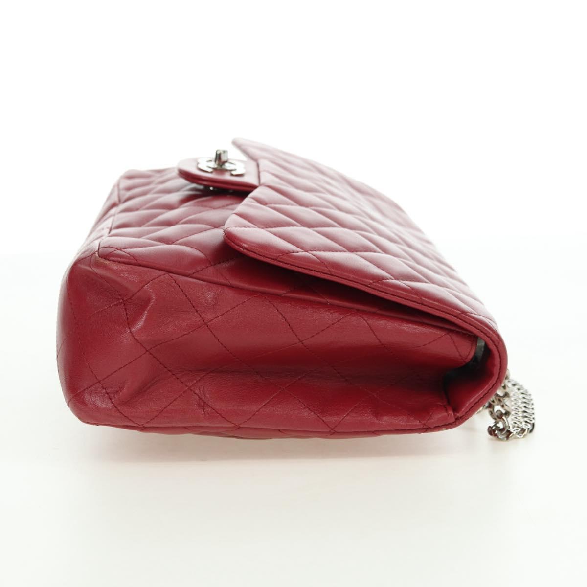 CHANEL Matelasse 30 Chain Shoulder Bag Lamb Skin Red Gold CC Auth 177966V