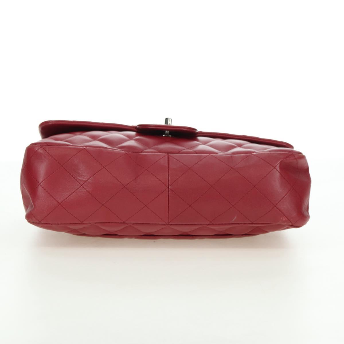 CHANEL Matelasse 30 Chain Shoulder Bag Lamb Skin Red Gold CC Auth 177966V