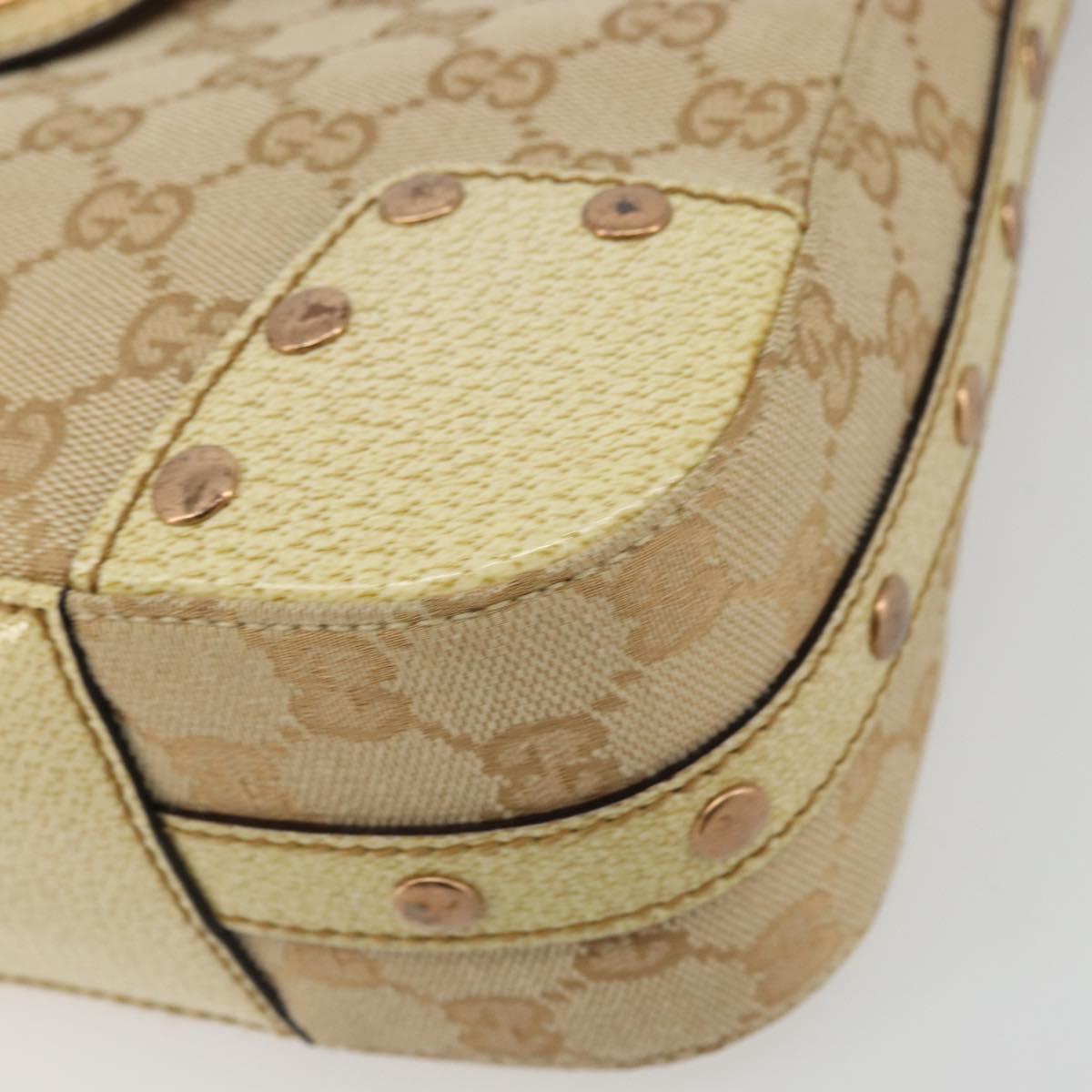 GUCCI GG Canvas Shoulder Bag Beige Gold Auth 177967A