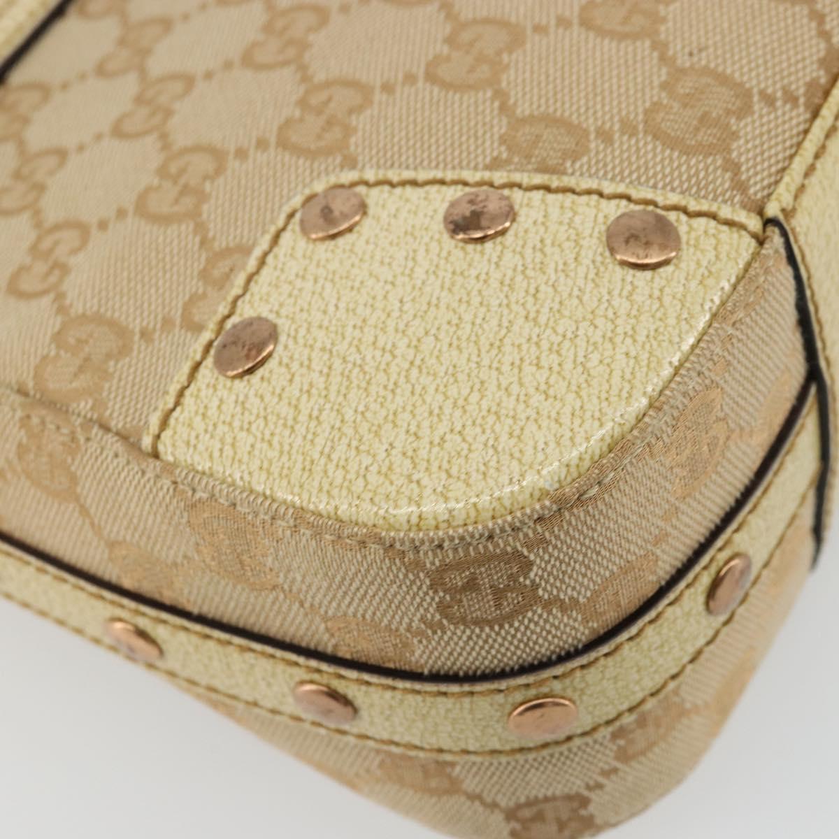 GUCCI GG Canvas Shoulder Bag Beige Gold Auth 177967A