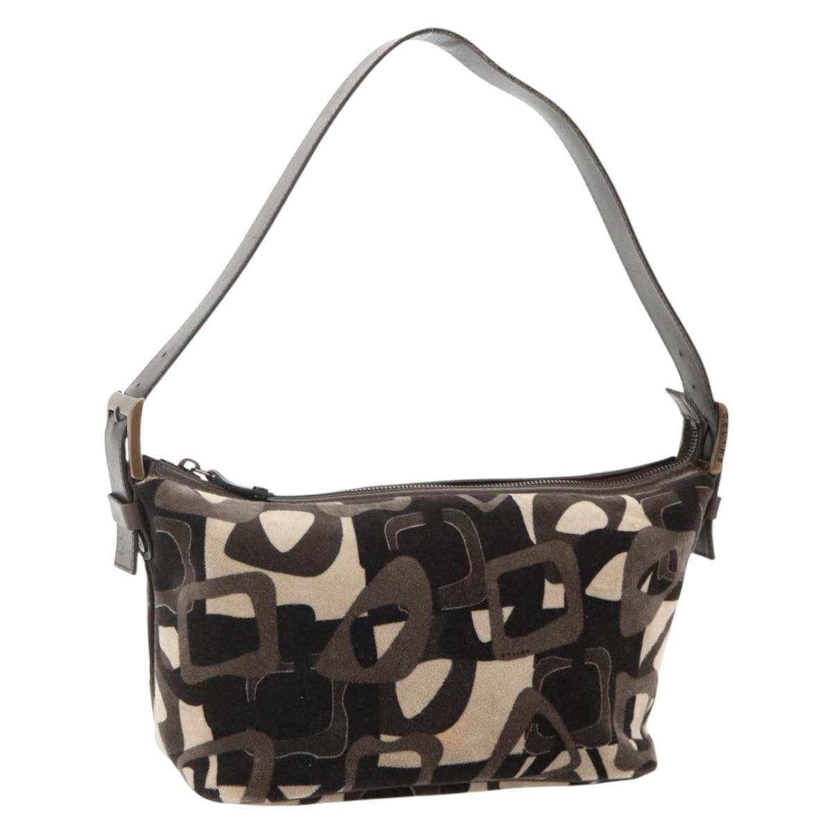 CELINE Shoulder Bag Velor Brown Auth 177970A
