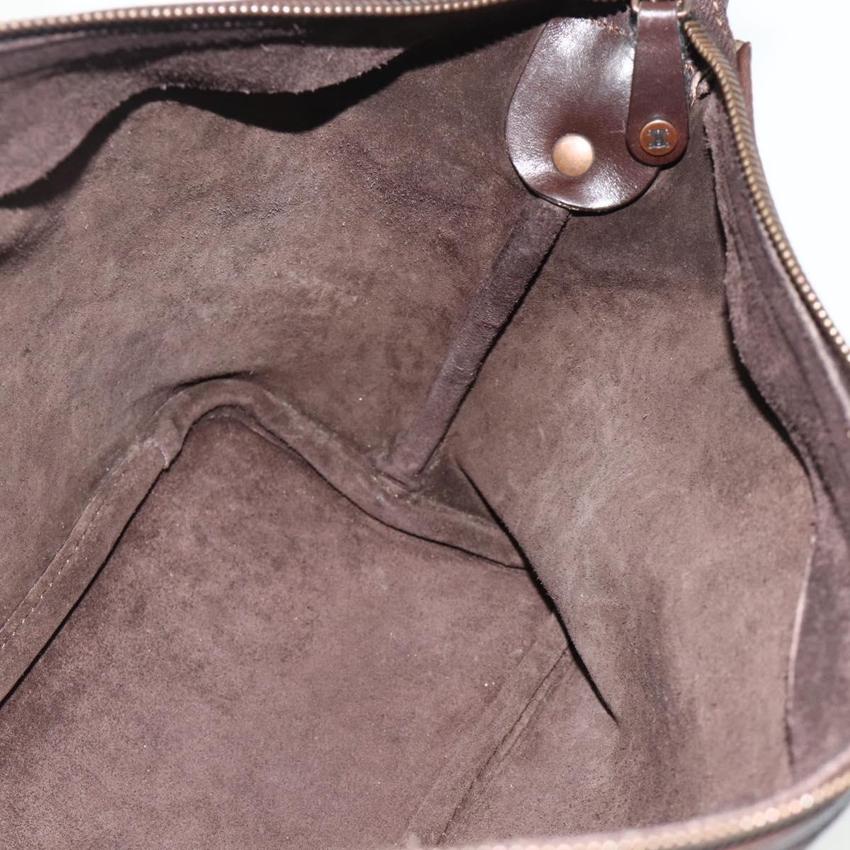 CELINE Shoulder Bag Velor Brown Auth 177970A