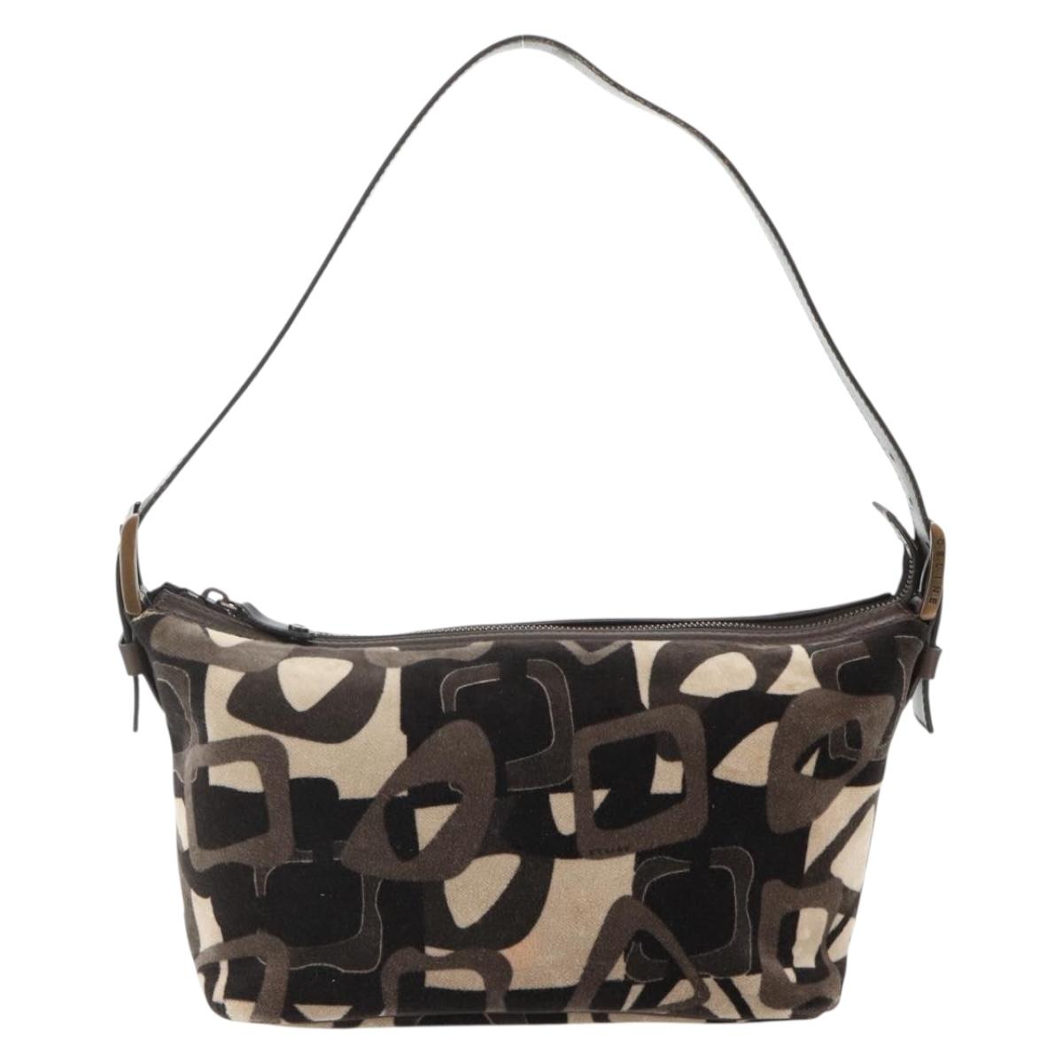 CELINE Shoulder Bag Velor Brown Auth 177970A