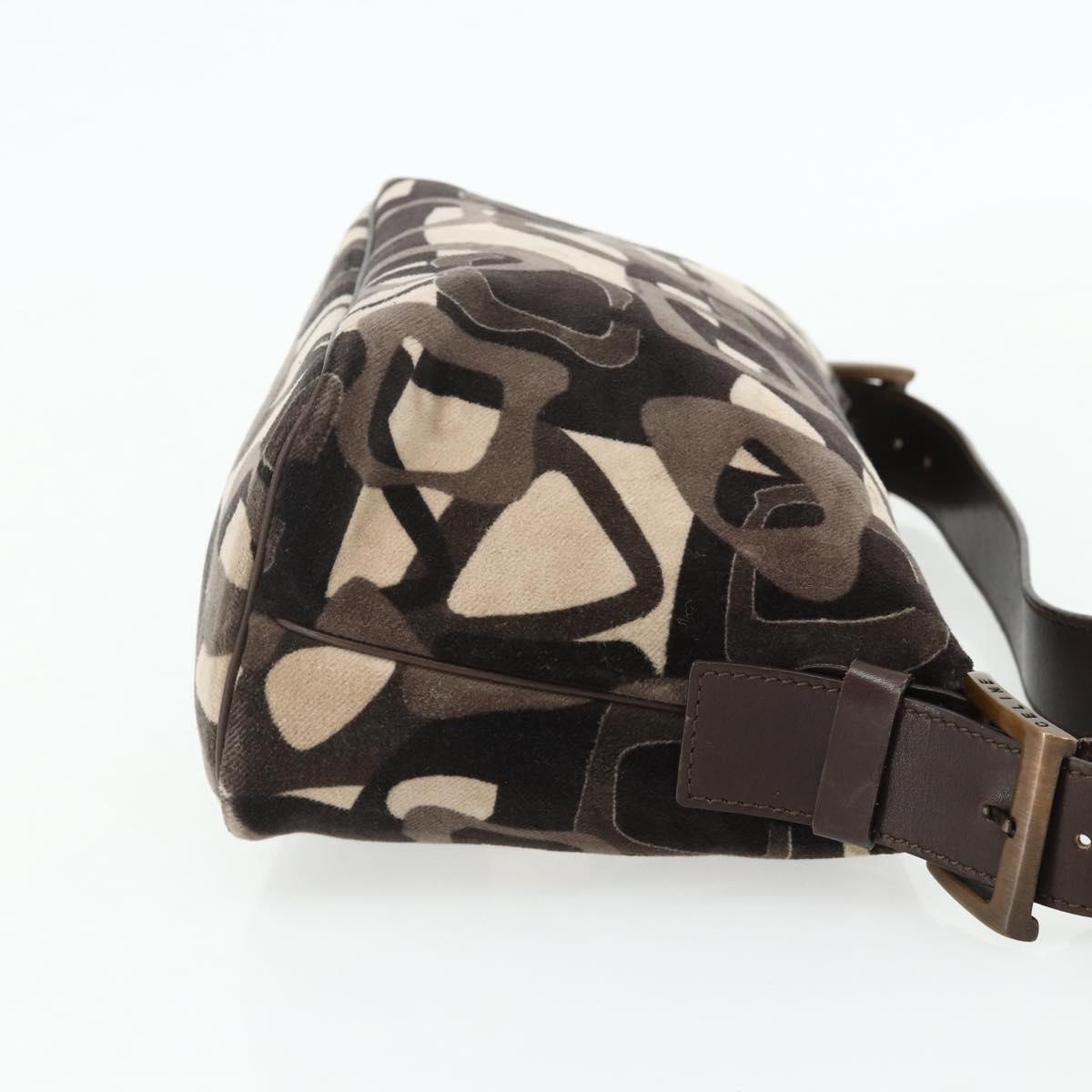 CELINE Shoulder Bag Velor Brown Auth 177970A