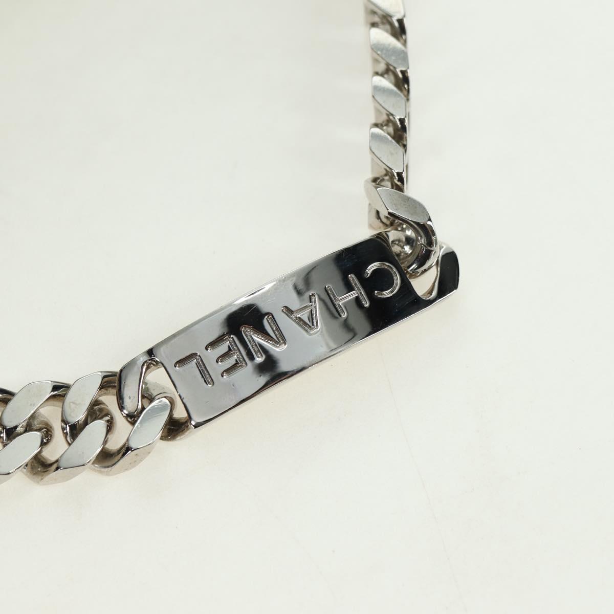 CHANEL Chain Hand Bag Tweed Light Blue Silver CC Auth 177972SV