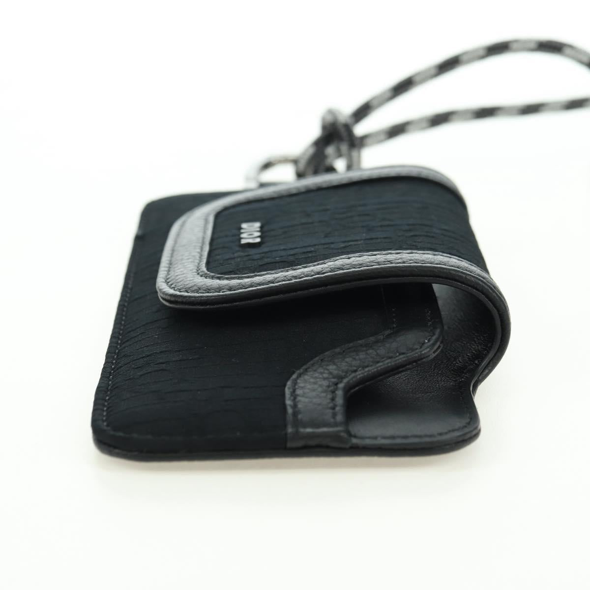 Christian Dior Trotter Canvas Neck Pouch Black Silver Auth 177974M