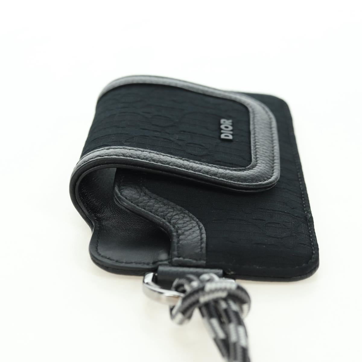 Christian Dior Trotter Canvas Neck Pouch Black Silver Auth 177974M