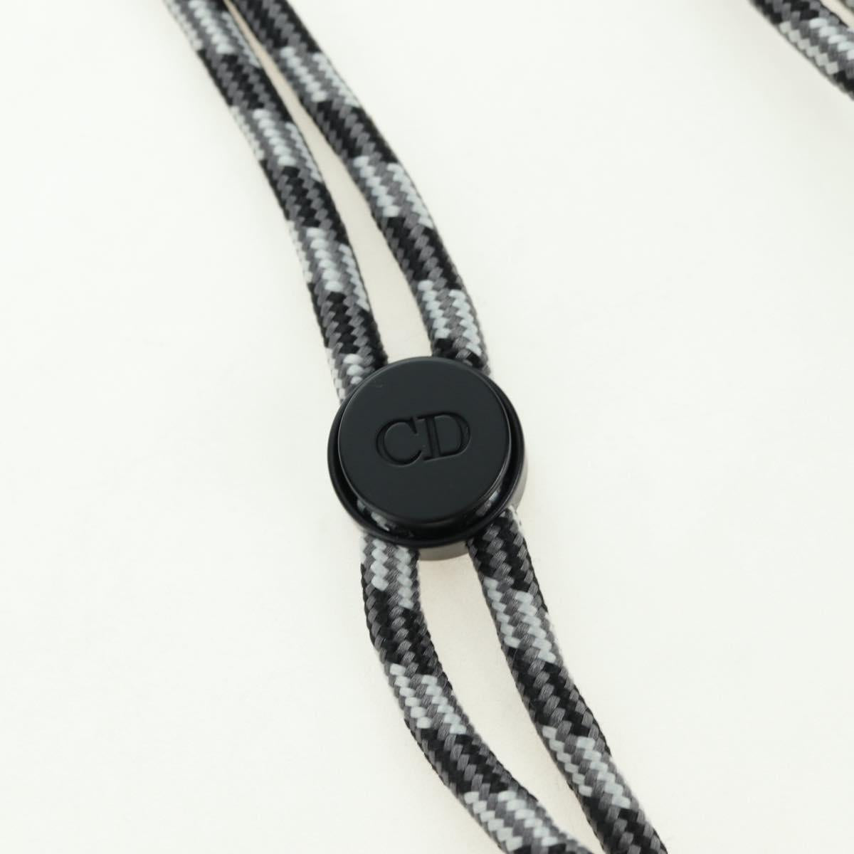 Christian Dior Trotter Canvas Neck Pouch Black Silver Auth 177974M