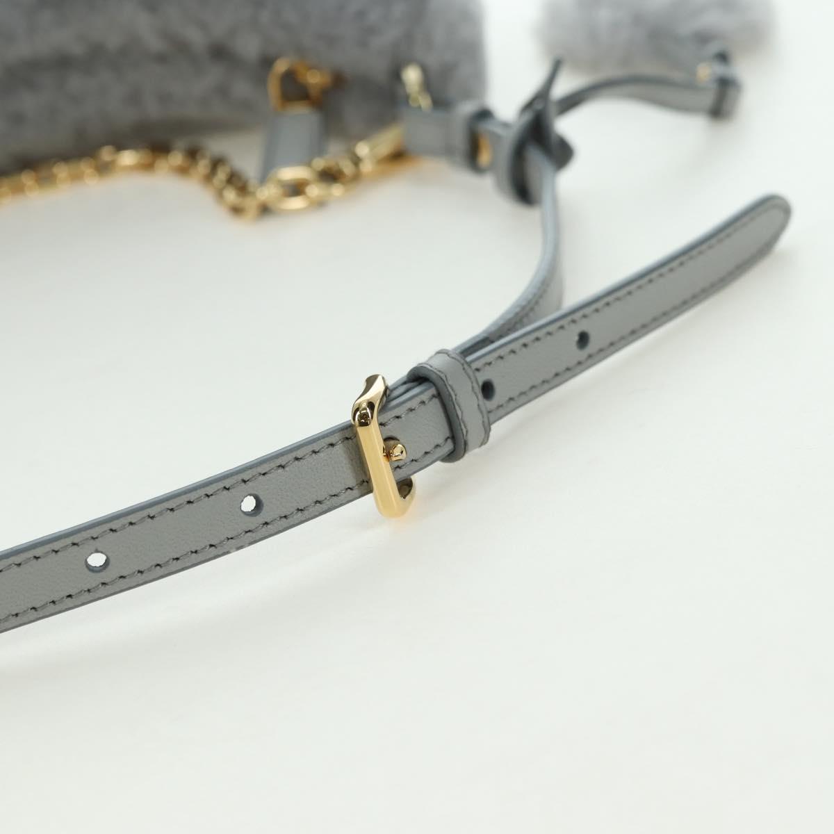 PRADA Shoulder Bag Mouton 3way Gray Gold Auth 177976SM
