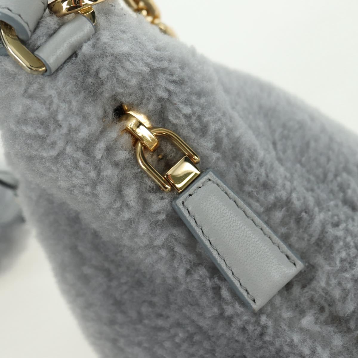 PRADA Shoulder Bag Mouton 3way Gray Gold Auth 177976SM