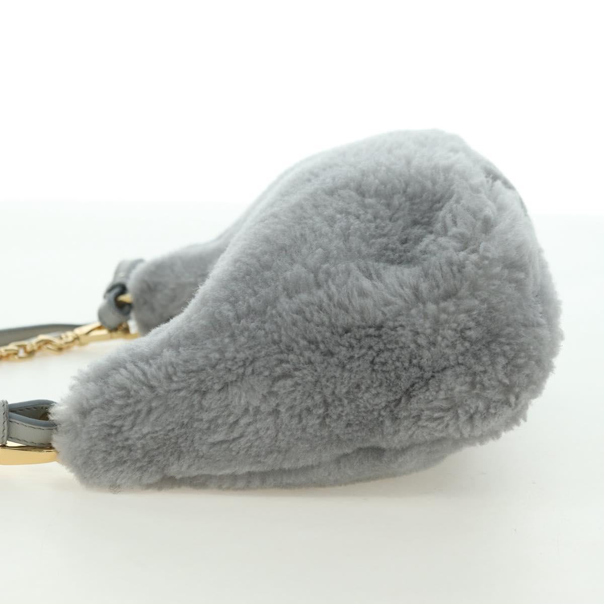 PRADA Shoulder Bag Mouton 3way Gray Gold Auth 177976SM