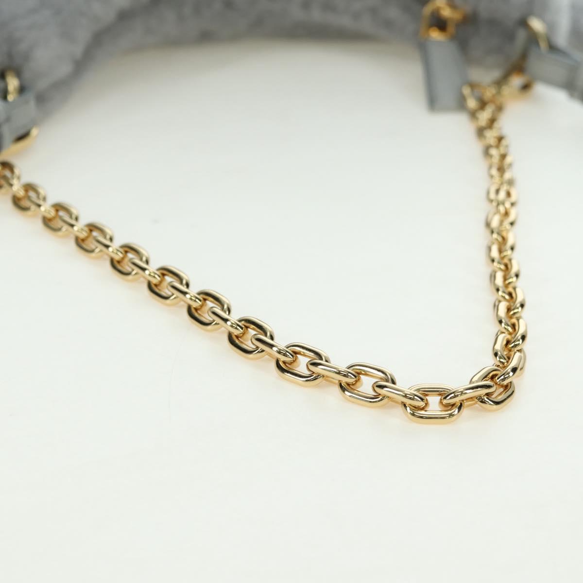 PRADA Shoulder Bag Mouton 3way Gray Gold Auth 177976SM