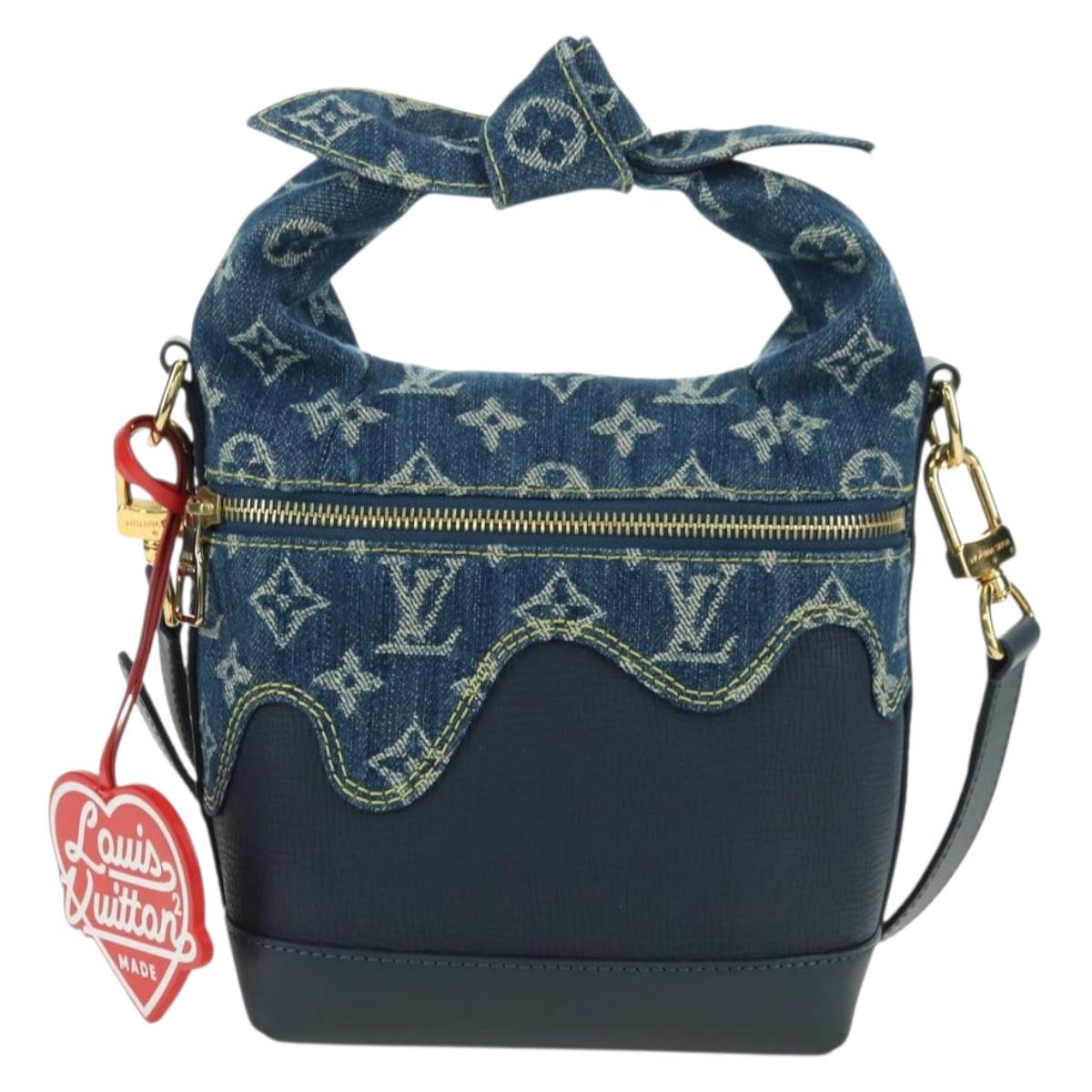 LOUIS VUITTON Monogram Denim Drip Japanese Cruiser Bag Blue M45970 Auth 177977SM