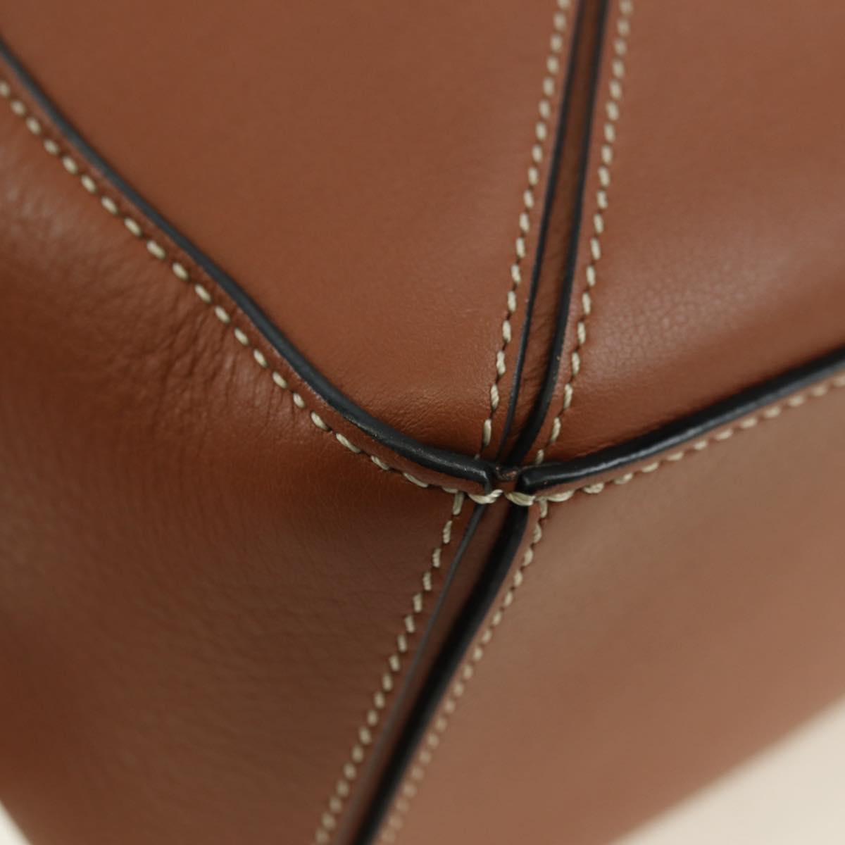 LOEWE Puzzle Bag Small Hammock Hand Bag Leather Brown Gold Auth 177978SM