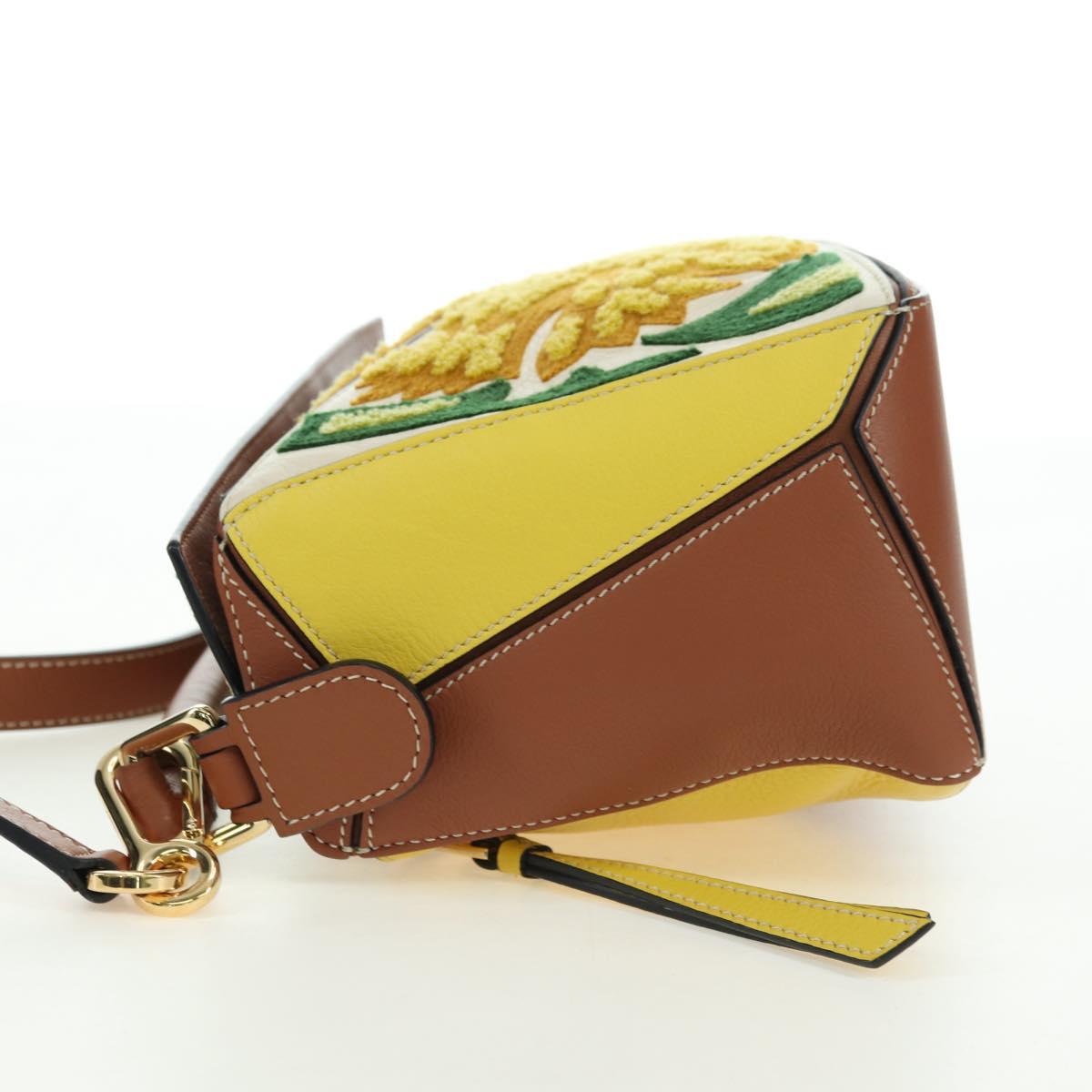 LOEWE Puzzle Bag Small Hammock Hand Bag Leather Brown Gold Auth 177978SM