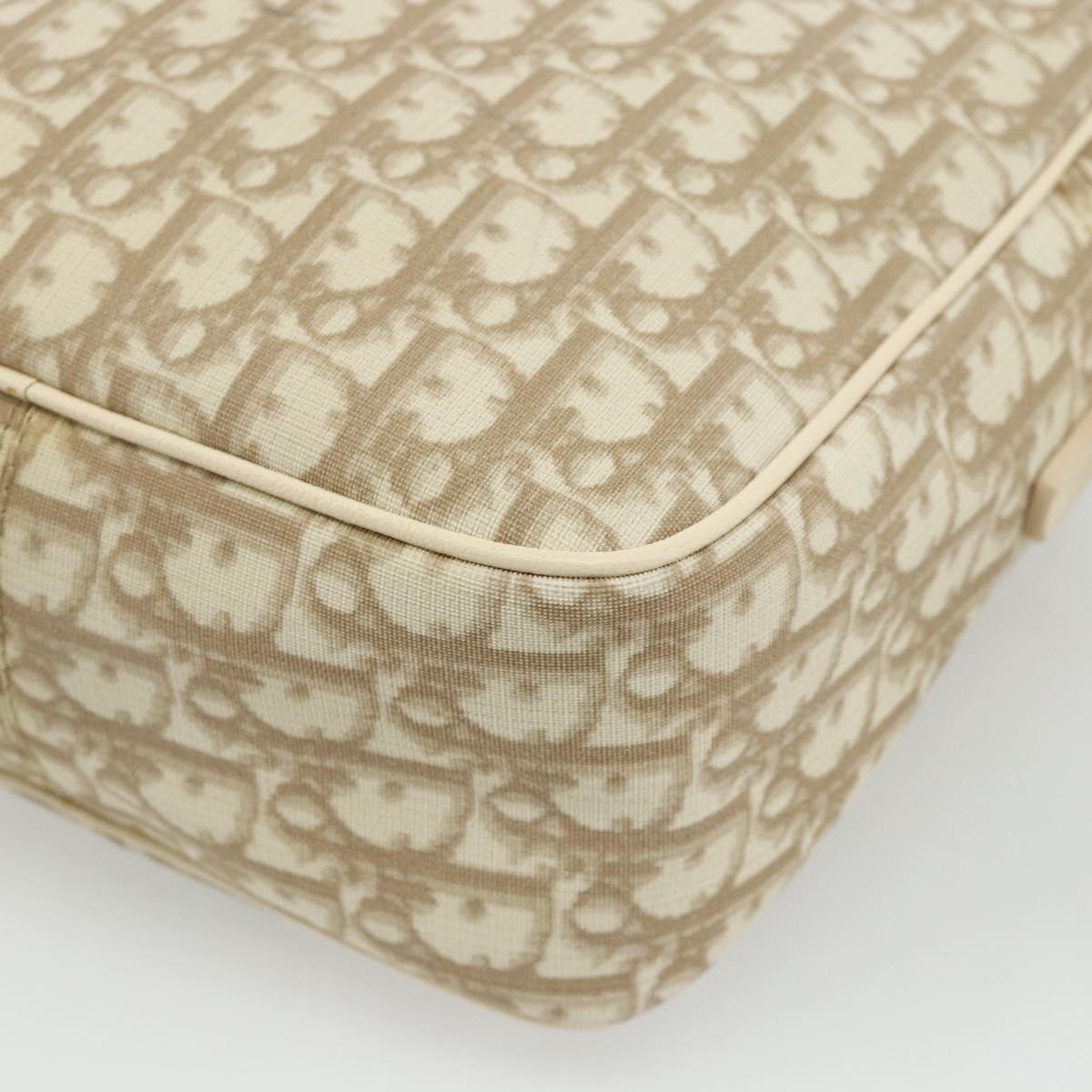 Christian Dior Trotter Canvas Shoulder Bag PVC Beige Silver Auth 177979A