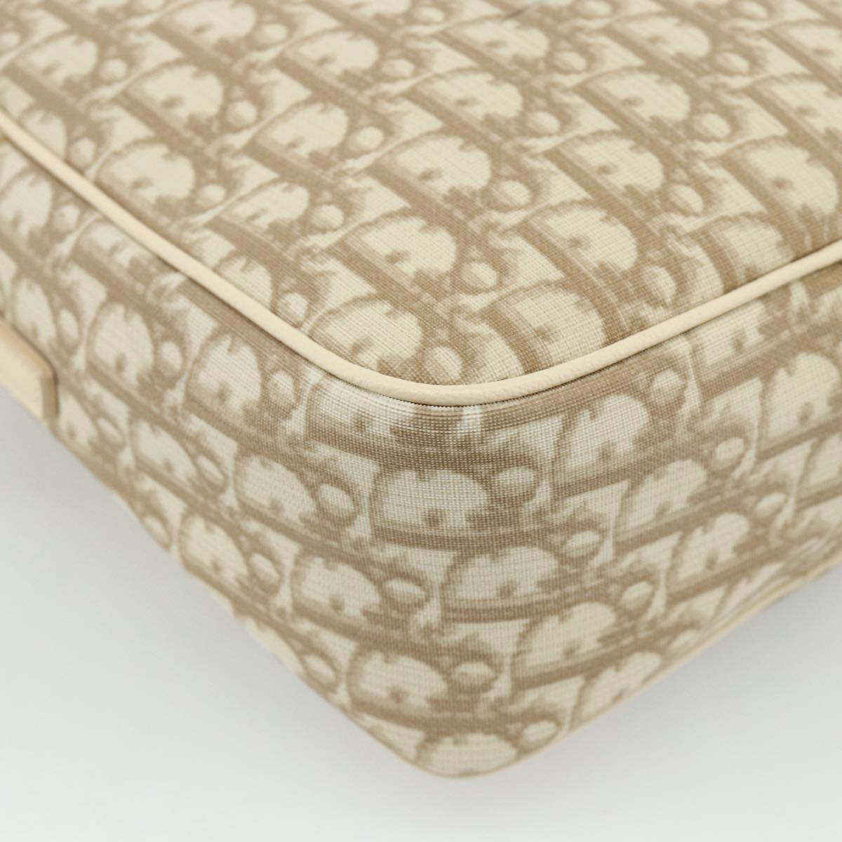 Christian Dior Trotter Canvas Shoulder Bag PVC Beige Silver Auth 177979A
