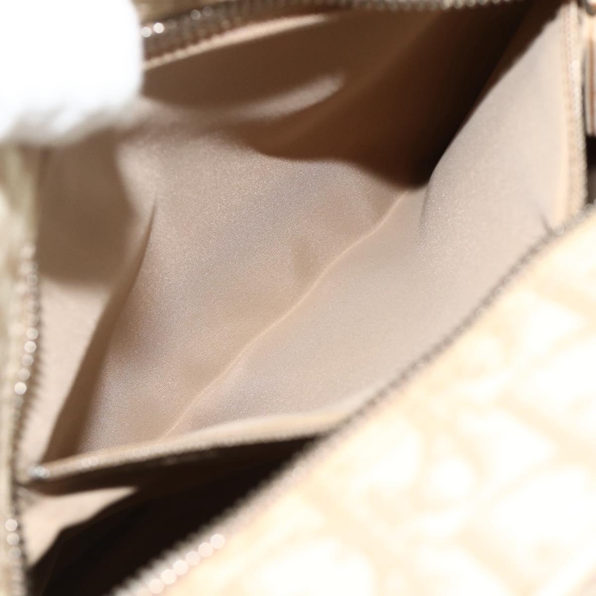 Christian Dior Trotter Canvas Shoulder Bag PVC Beige Silver Auth 177979A