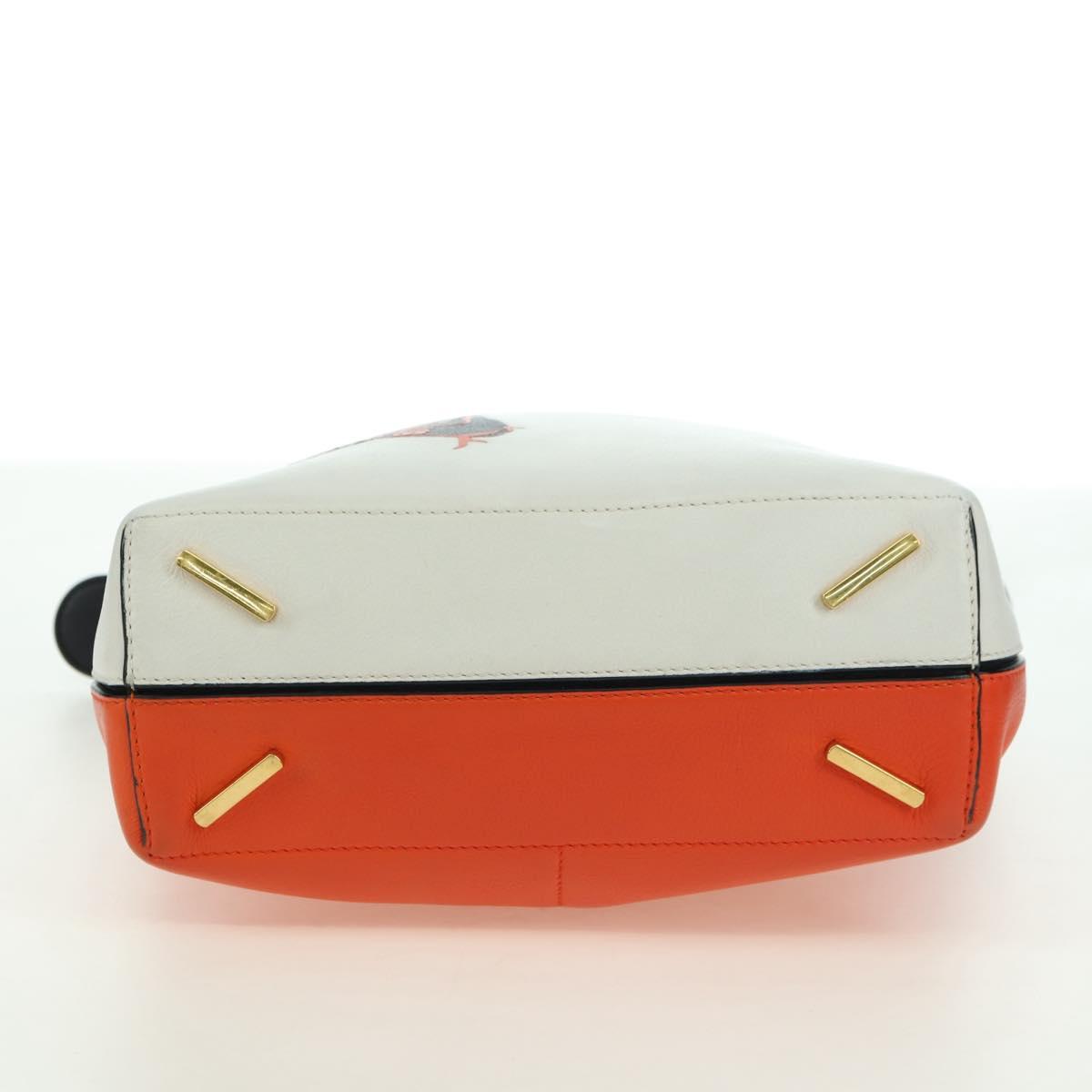 LOEWE Shoulder Bag Leather 2way White Gold Auth 177982SM