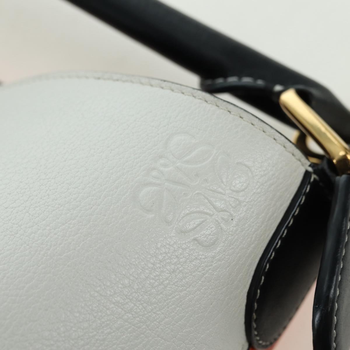 LOEWE Shoulder Bag Leather 2way White Gold Auth 177982SM