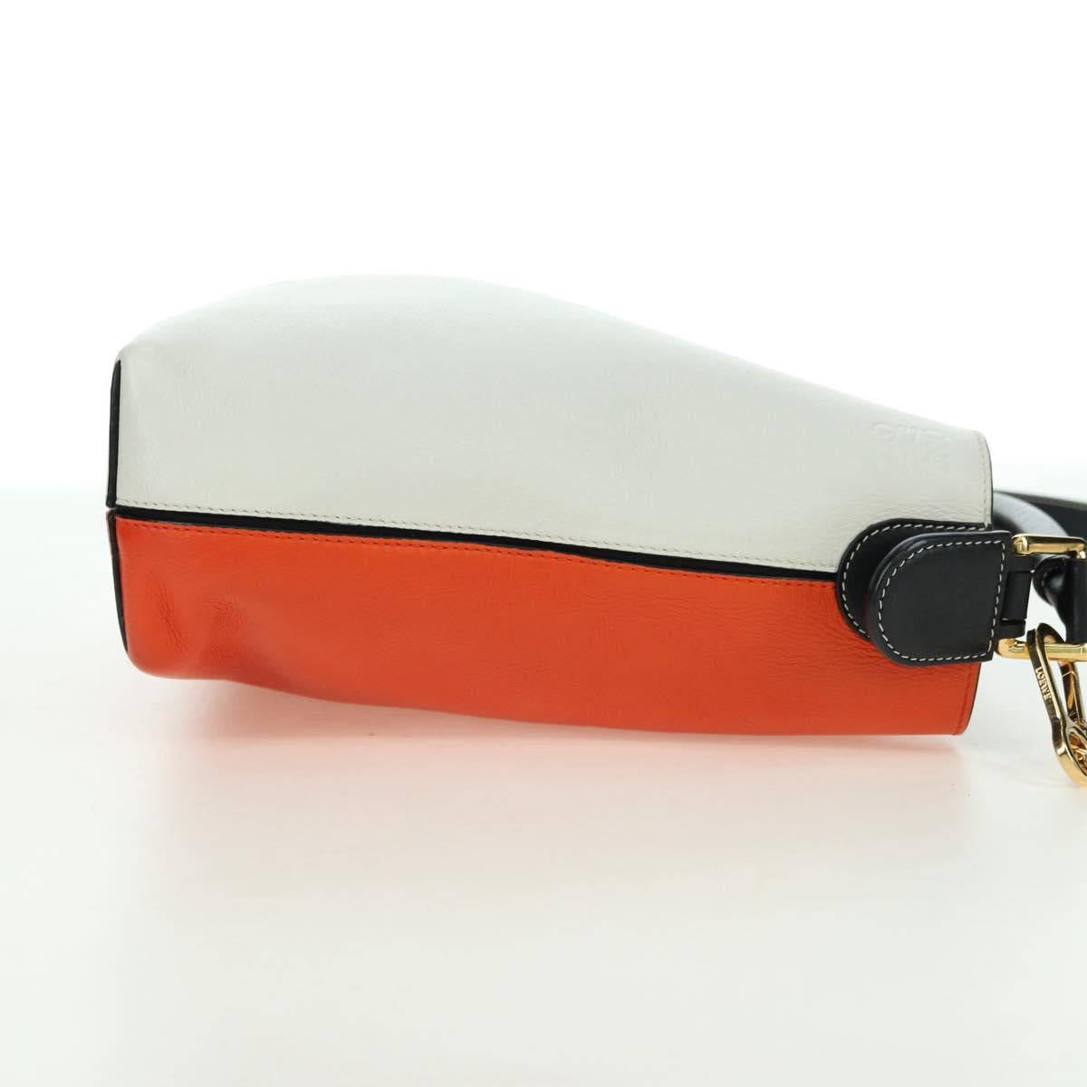 LOEWE Shoulder Bag Leather 2way White Gold Auth 177982SM