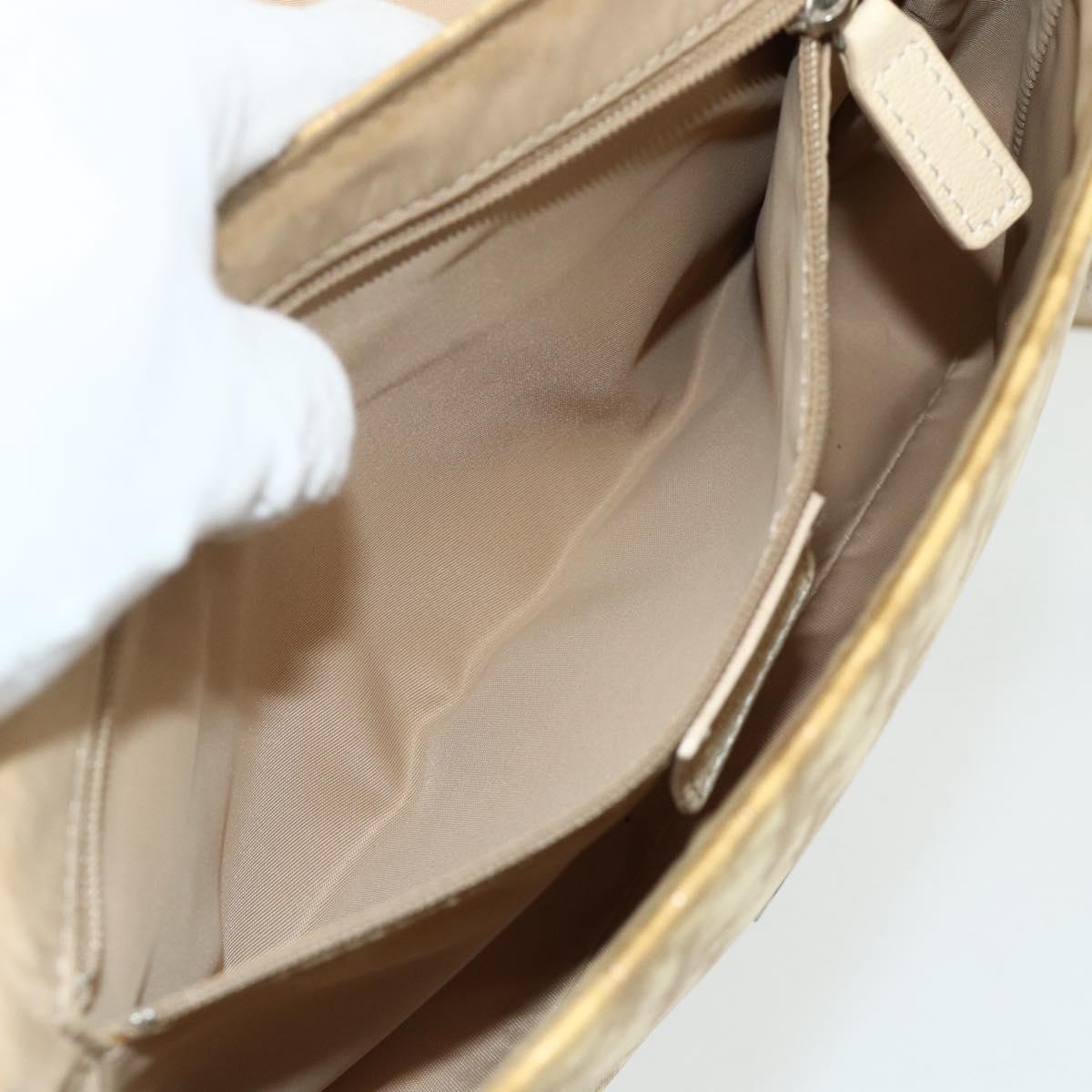 Christian Dior Trotter Canvas Shoulder Bag PVC Beige Silver Auth 177983A
