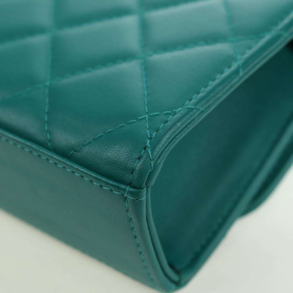 CHANEL Matelasse Chain Mini Trendy CC Bag Lamb Skin Green Gold CC Auth 177985SAV